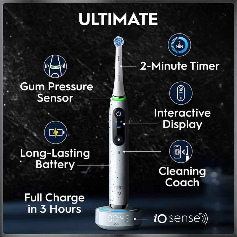 Oral-B iO 10 white electric toothbrush, travel case, imported from the UK