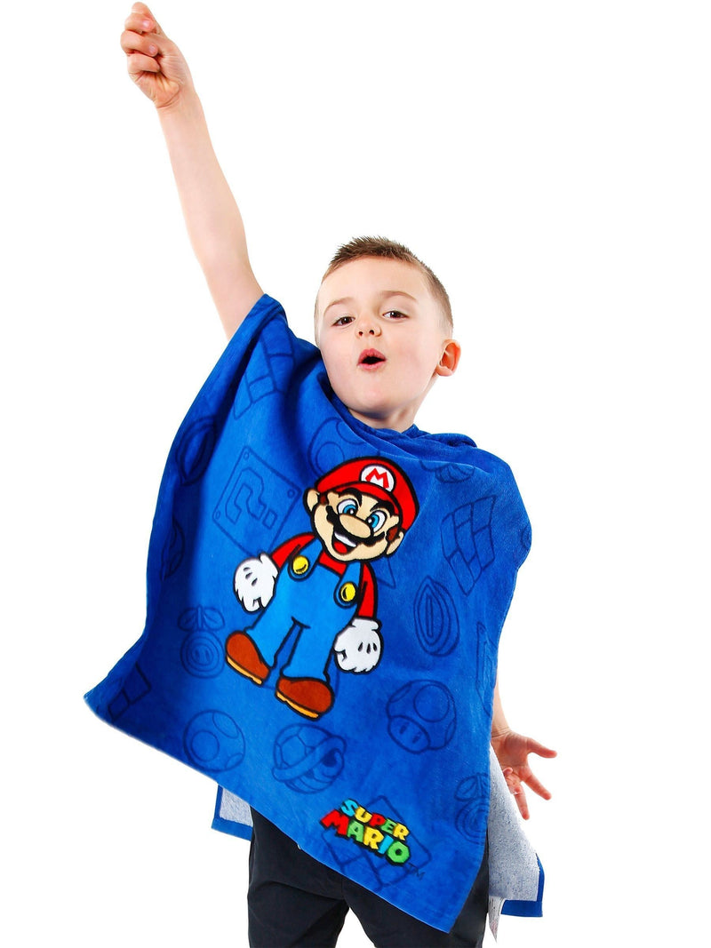 Super Mario blue towel poncho, imported from the UK