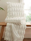 Bianca cream carved faux fur throw 150x200cm - British product