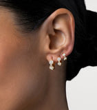 David Morris gold hexagon hoop earrings with diamonds 10mm, UK version