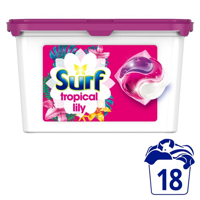 Surf Tropical Lily 3 in 1 Washing Liquid Capsules 18 Washes 18 per pack GOODS M&S