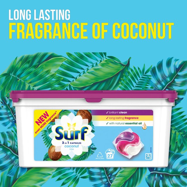 Surf Coconut Bliss 3 in 1 Washing Liquid Capsules 27 Wash 27 per pack GOODS M&S