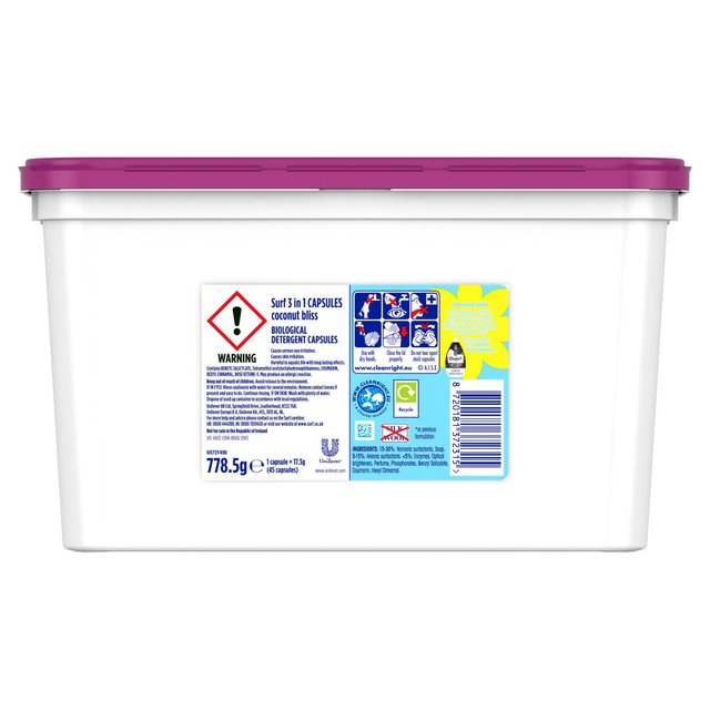 Surf Coconut Bliss 3 in 1 Washing Liquid Capsules 45 Wash   45 per pack GOODS M&S