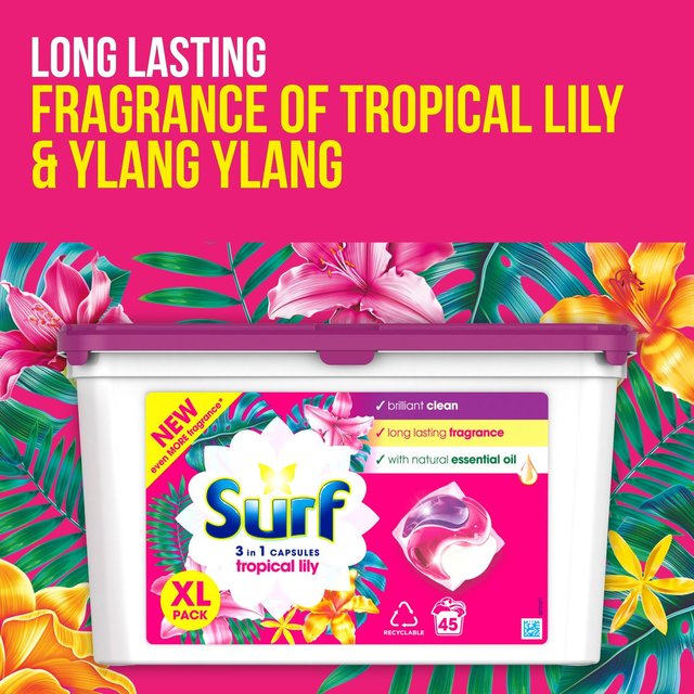 Surf Tropical Lily 3 in 1 Washing Liquid Capsules 45 Wash 45 per pack GOODS M&S
