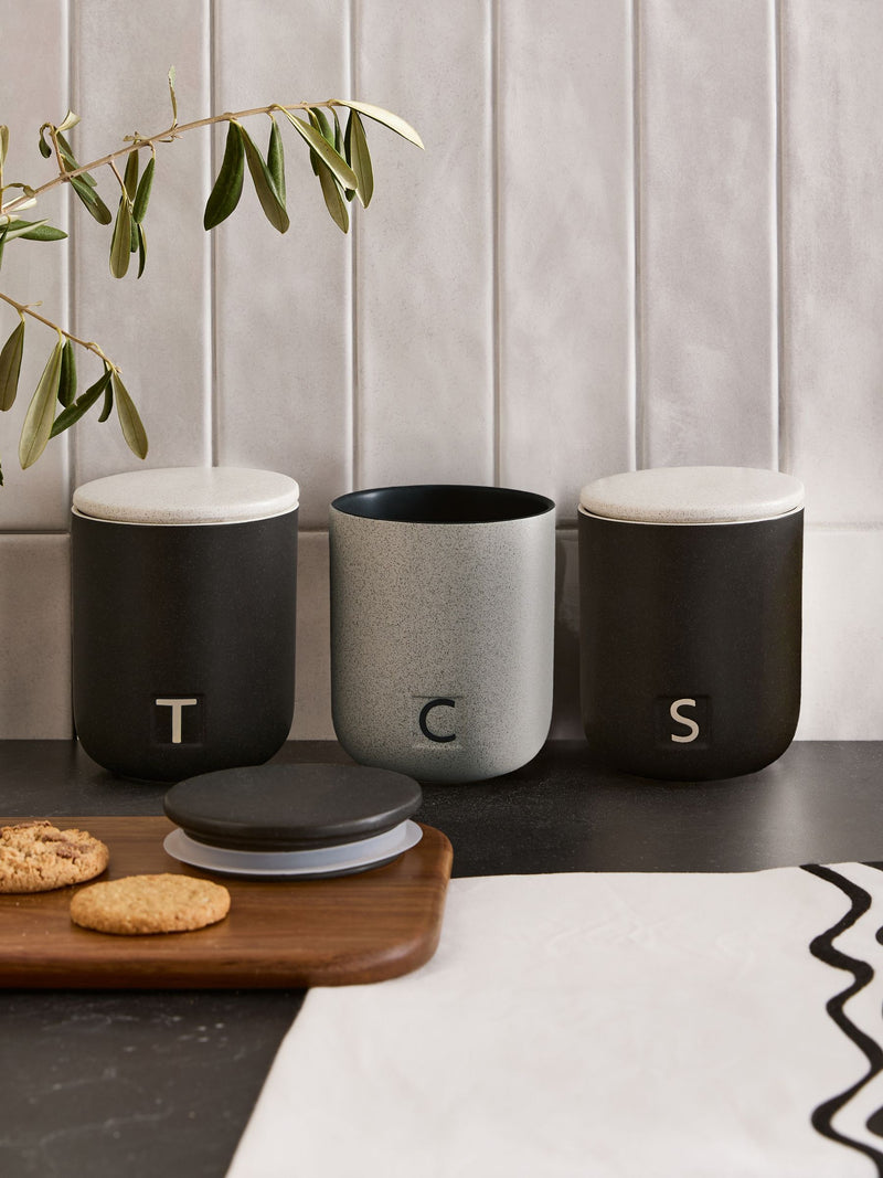 Set of 3 Black/Grey Otis Storage Jars