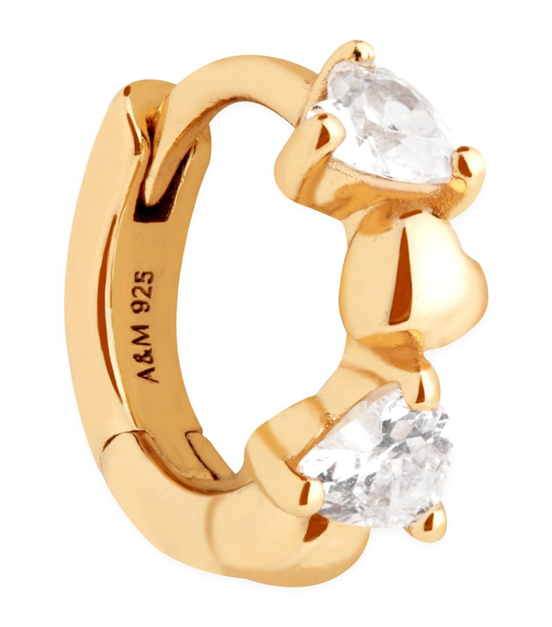 Astrid & Miyu heart cluster single hoop earring gold plated cubic zirconia (British brand)