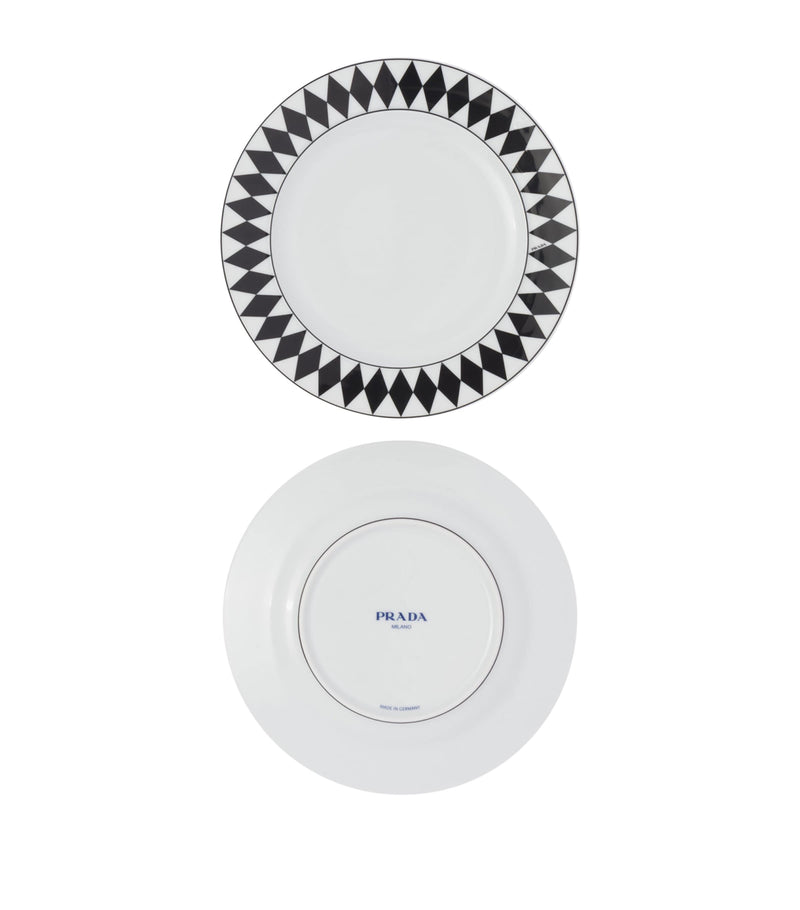 Prada porcelain chequerboard dessert plates set 22cm, imported from the UK
