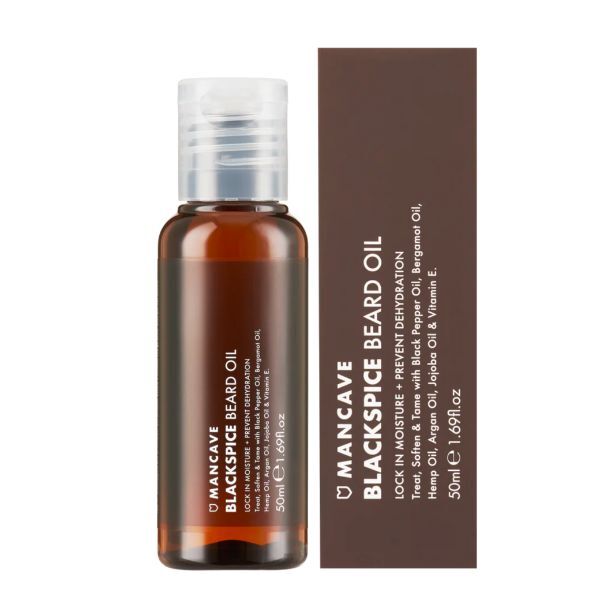 ManCave Beard Oil Blackspice 50ml, imported from the UK