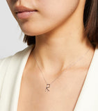 Persée white gold alphabet necklace letter R diamond (British brand)