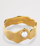 Monica Vinader gold vermeil pearl Capri stacking ring - British product