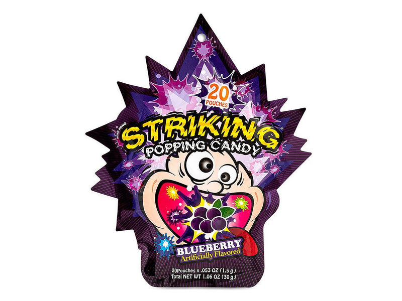 Striking popping candy blueberry flavour, imported from the UK