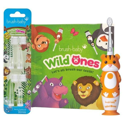 Superdrug Brush Baby WildOnes Tiger Kids Electric Toothbrush Gift Set 6 Replacement Heads- Buy online at McGrocer