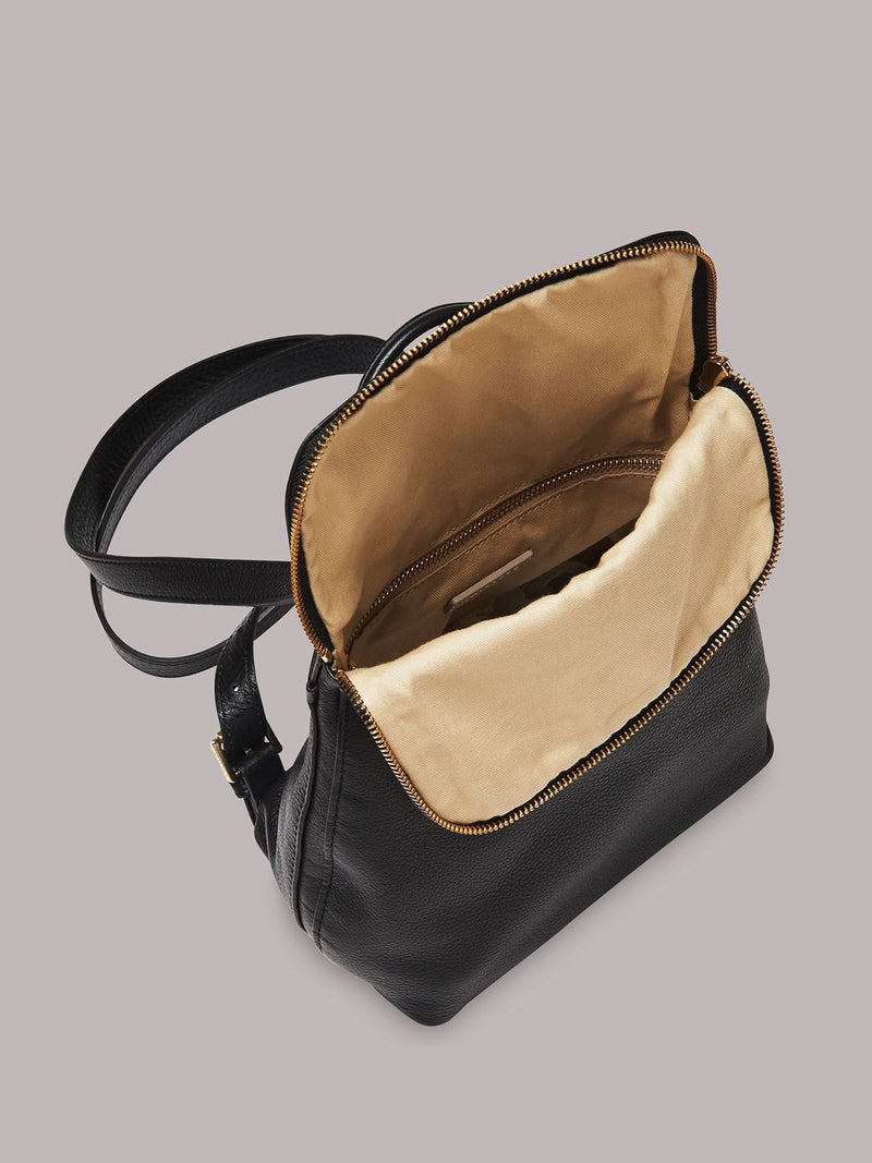Whistles Mini Verity backpack black leather, imported from the UK