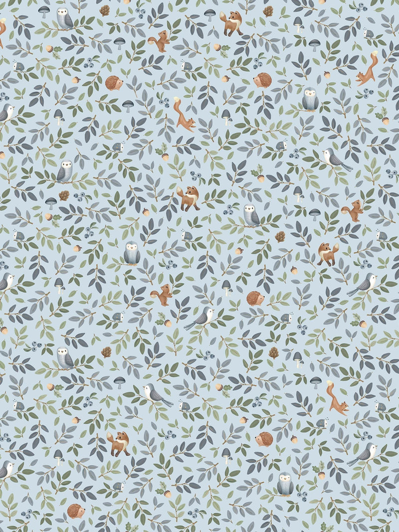 Little Dutch non-woven wallpaper Bluegreen Forest Adventure 10m roll, UK version