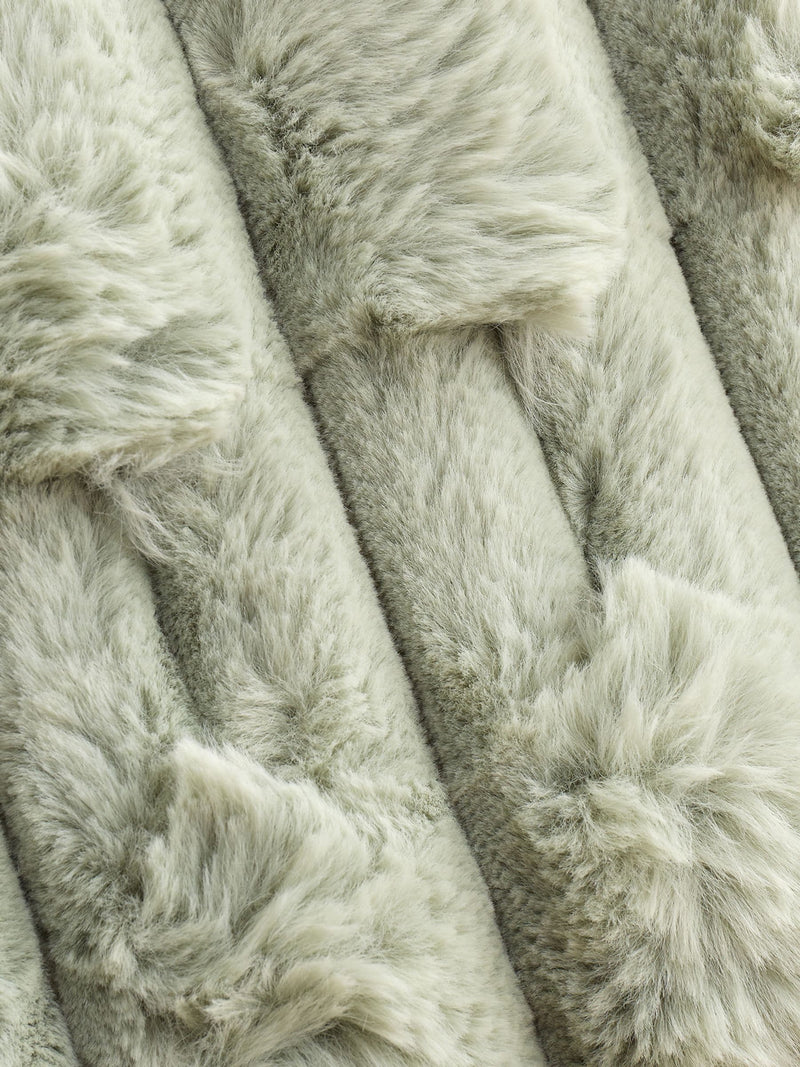 Green carved faux fur cushion 55x55cm - British product