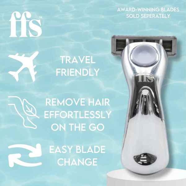 FFS Beauty travel razor handle silver (British brand)