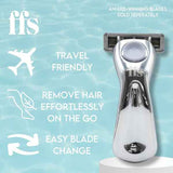 FFS Beauty travel razor handle silver (British brand)