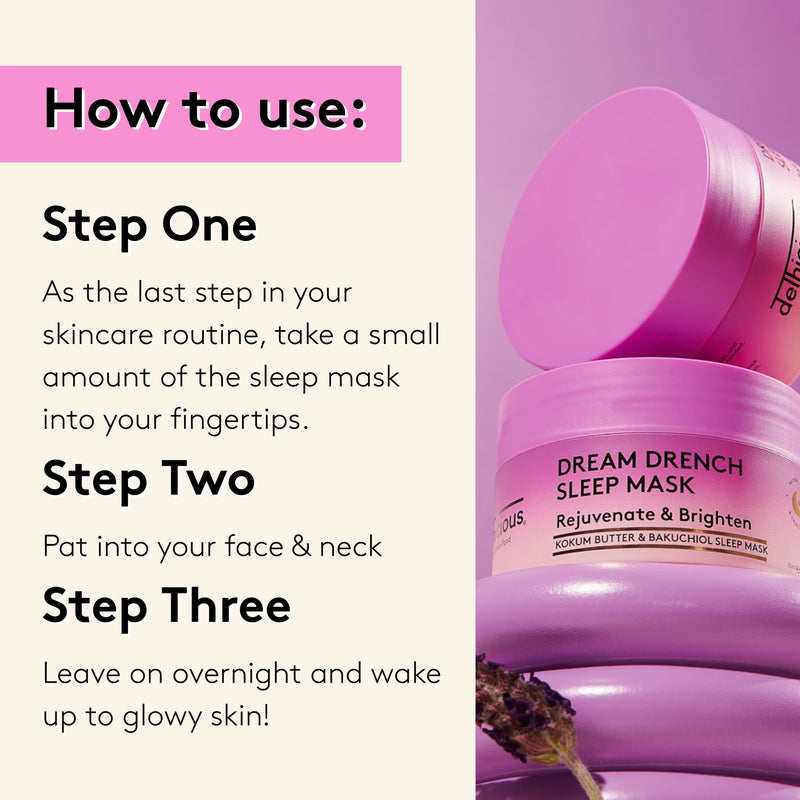 Delhicious Dream Drench overnight hydration sleep mask, UK version