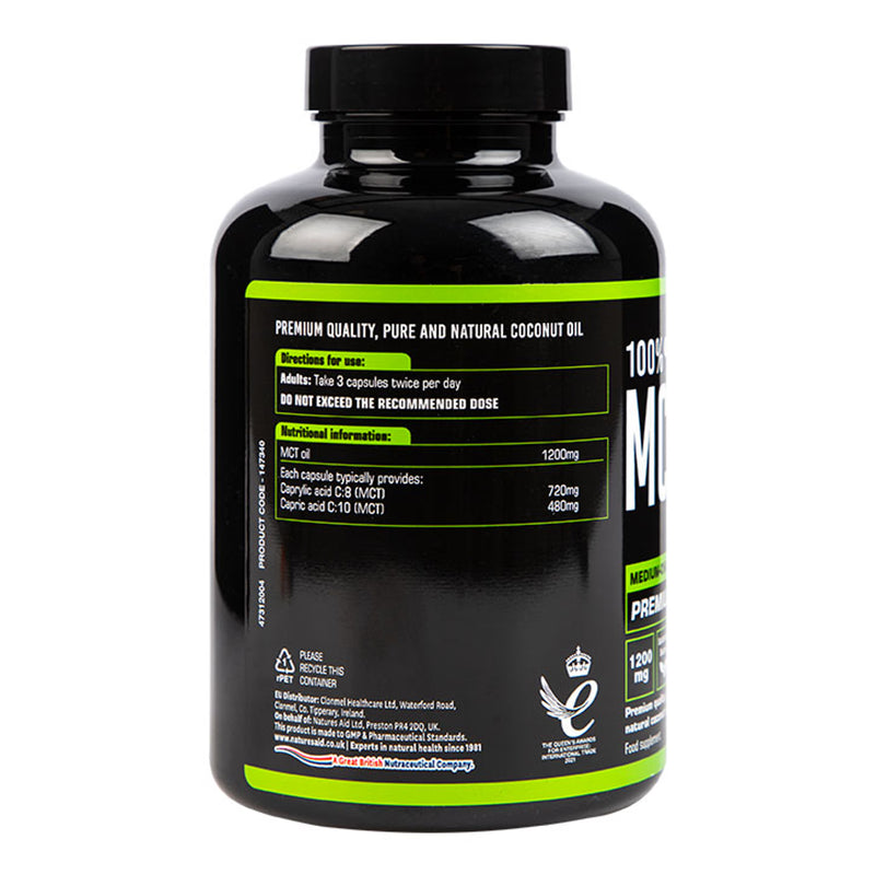 100% MCT Oil 1200mg Coconut Sourced Keto Supplement 120 Capsules