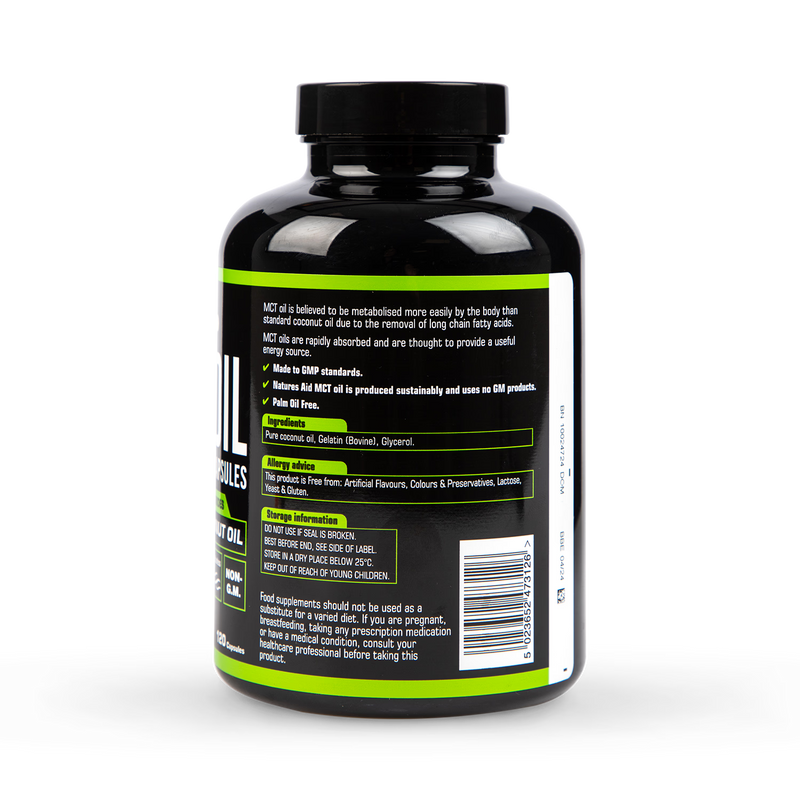 100% MCT Oil 1200mg Coconut Sourced Keto Supplement 120 Capsules