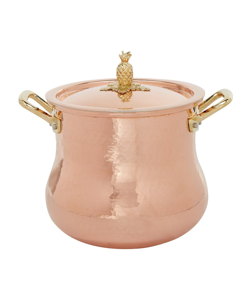 Ruffoni Historia hammered copper belly-shaped stock pot 20cm, imported from the UK