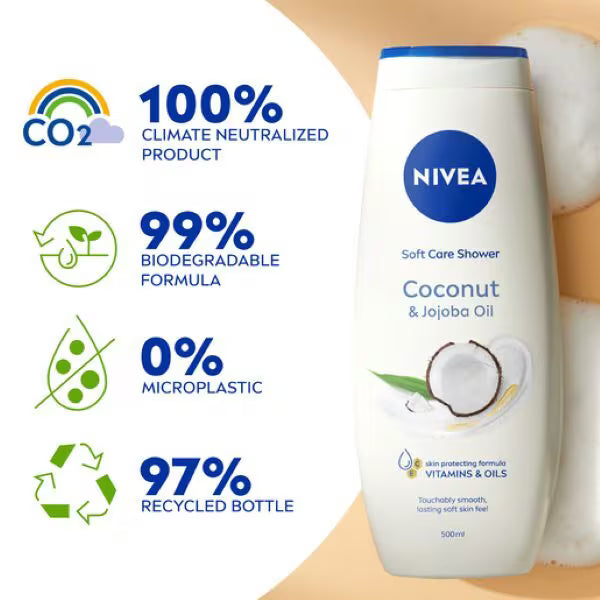 NIVEA Coconut Jojoba Oil Shower Gel 500ml, imported from the UK