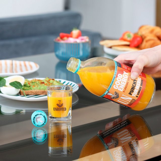 Unrooted Drinks Good Energy Punchy Turmeric & Ginger Dosing 8 Shots 500ml GOODS M&S