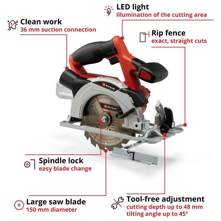 Einhell cordless circular saw Power X-Change 150mm 18V (British brand)