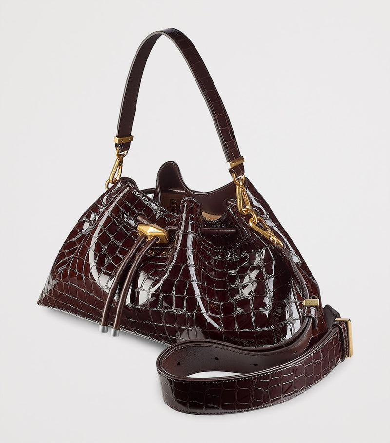 Jimmy Choo crocodile-effect leather cinch shoulder bag - British product