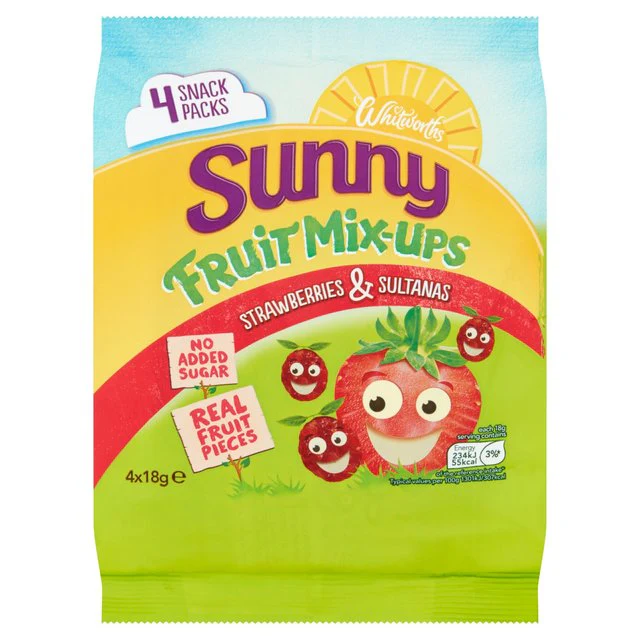 Whitworths Sunny Mix Ups Strawberry & Sultana   4 x 18g GOODS M&S