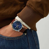 Lorus men's chronograph watch blue dial brown leather strap - British product