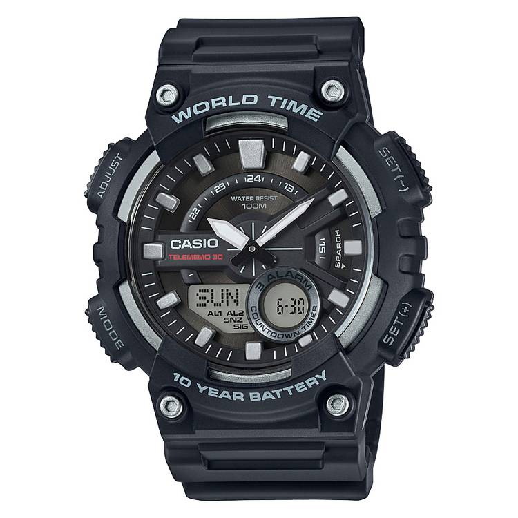 Casio Telememo digital watch black resin strap 47mm (British brand)