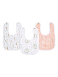 aden + anais pink muslin snap bibs 3 pack, imported from the UK