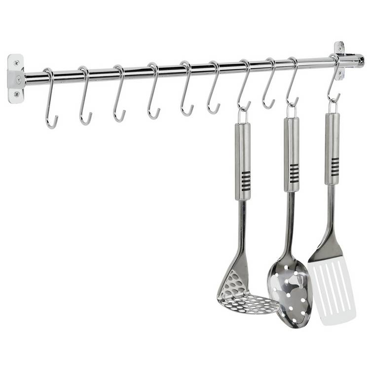 Argos Home chrome rail with 10 hooks for kitchen, UK version