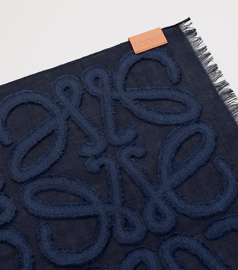 LOEWE double-faced Anagram scarf cotton wool silk 62x180cm (British brand)
