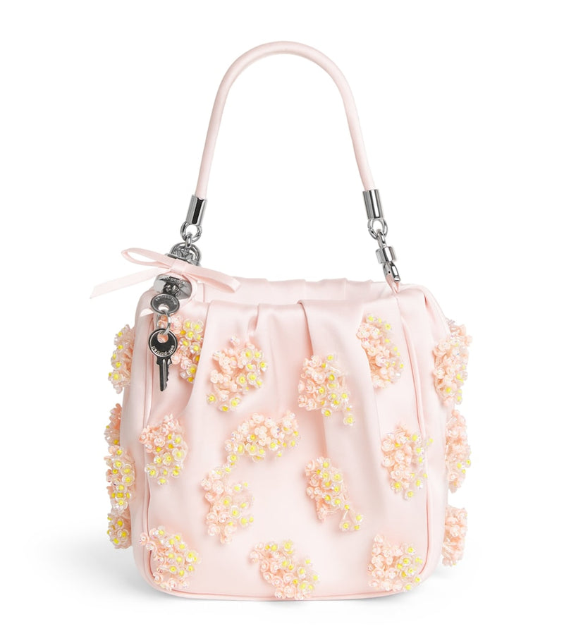 Self-Portrait satin beaded top-handle bag (British brand)