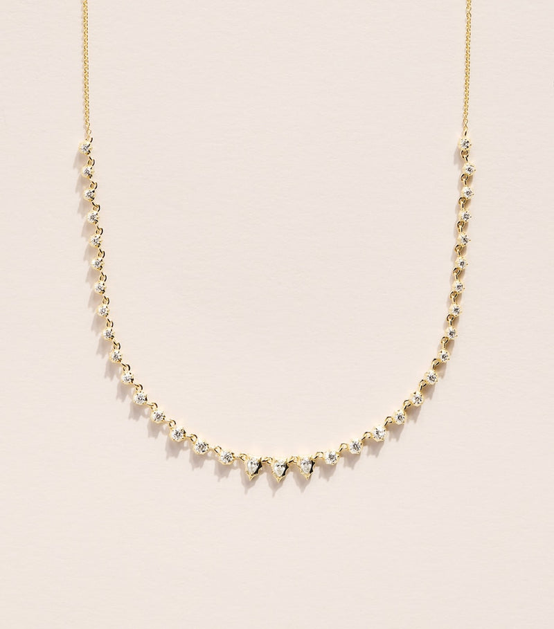 Jade Trau yellow gold diamond small envoy riviera necklace, imported from the UK