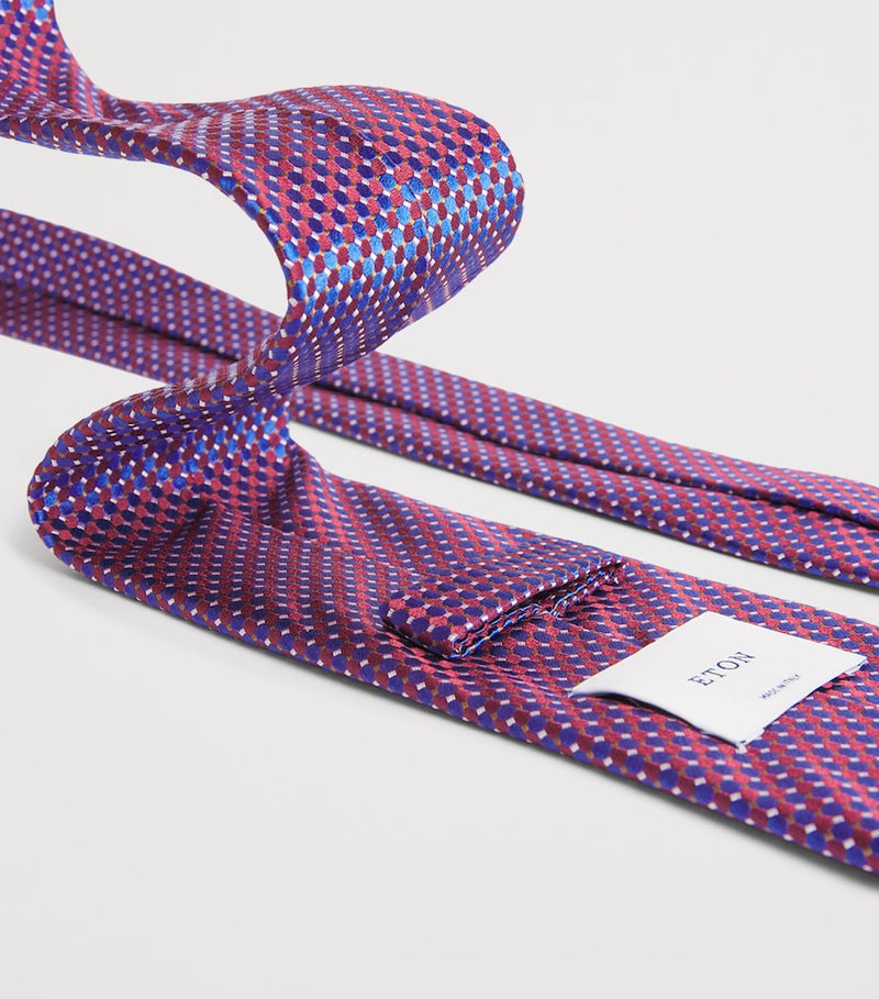 Eton silk geometric tie, crafted in England, imported from the UK