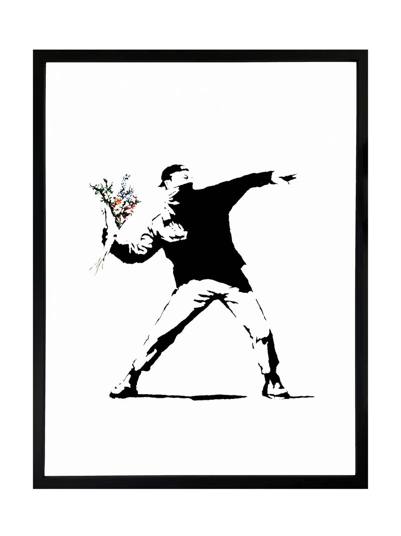 Brookpace Lascelles Banksy Flower Thrower graffiti wall art 21x17 inches, imported from the UK