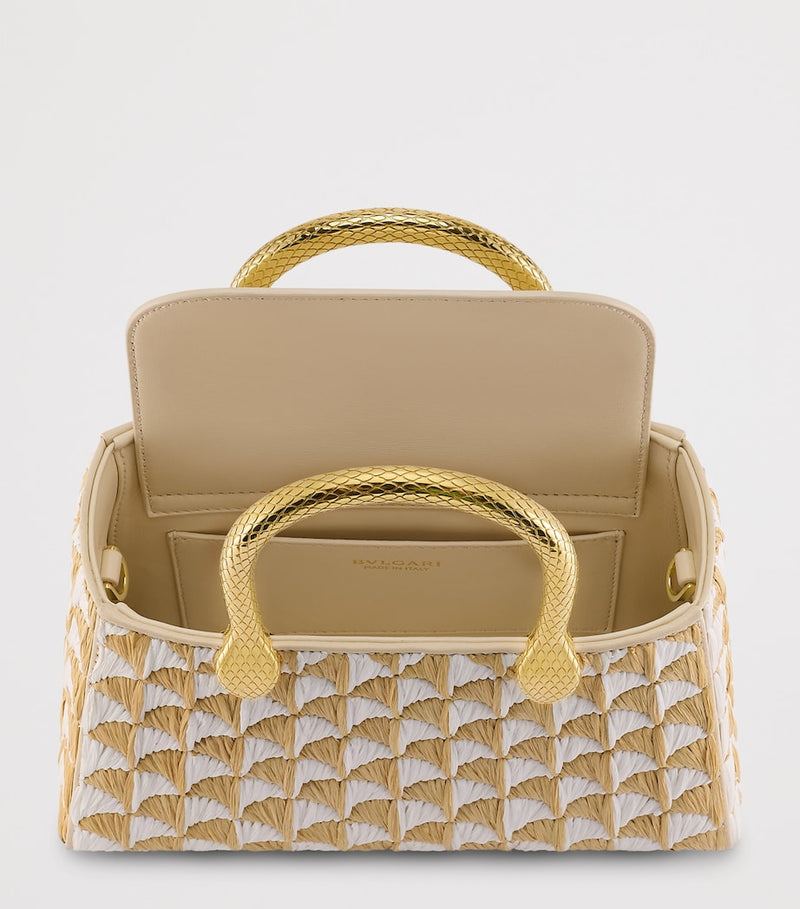 Bvlgari Serpentine Duo raffia top-handle bag (British brand)