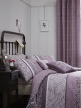 Dreams & Drapes Purple Hanworth Panel Stripe Duvet Cover and Pillowcase Set