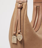 Aspinal of London Soho Crescent shoulder bag in suede, UK version