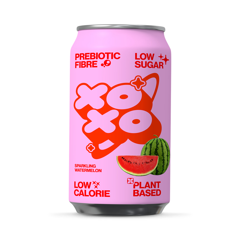 Xoxo prebiotic sparkling soda watermelon 330ml, UK version