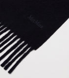 Max Mara wool fringed logo scarf, UK version