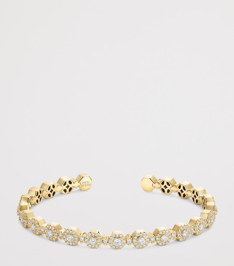 David Morris Triolette hexagon bangle 18kt yellow gold diamonds, imported from the UK