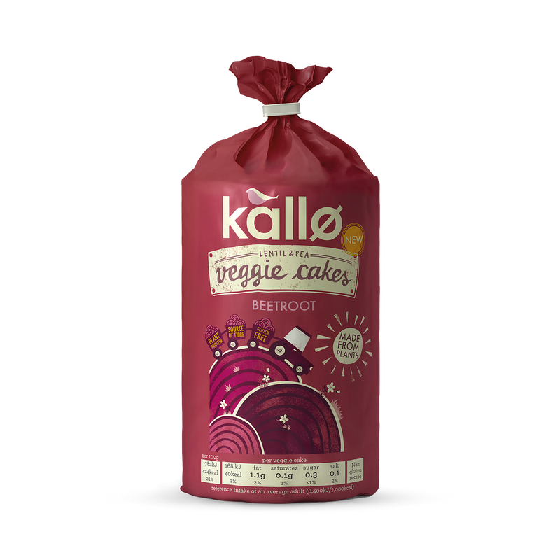 Kallo Beetroot & Balsamic Veggie Cakes 122g, imported from the UK
