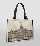 Harrods canvas tote bag with storefront outline - British product