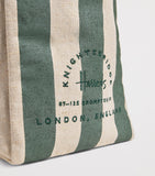 Harrods jute striped logo shopper tote bag - British product