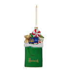 Glittery Resin Christmas Decoration with Velvet Ribbon 14cm x 6cm