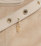Maje Miss M mini suede shoulder bag with gold-tone hardware, UK version